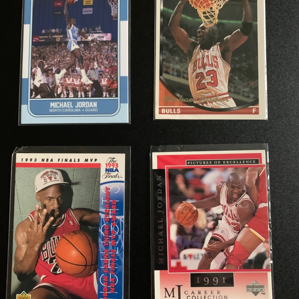 4 Michael Jordan Cards Mnt Condition RAW
